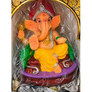 Eco Friendly Ganesh Ji Idol (Coloured) 8 inches (N-4)
