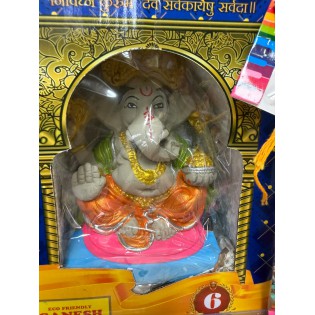 Eco Friendly Ganesh Ji Idol (Coloured) 6 inches (N-3)