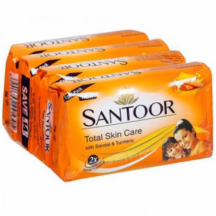 Santoor Sandal Soap 100gm (Pack of 4 Soaps)