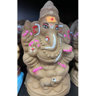 Eco-Friendly Clay Lord Ganesha Idol (7 Inch)